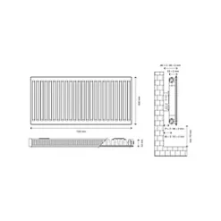 Flomasta Type 11 Single-Panel Single Convector Radiator 600 x 1100mm White 3568BTU 10 Flomasta Type 11 Single-Panel Single Convector Radiator 600 x 1100mm White 3568BTU -Heating Radiators Store 204XP A4
