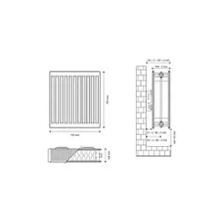 Flomasta Type 22 Double-Panel Double Convector Radiator 700 x 700mm White 4614BTU -Heating Radiators Store 234XP A2