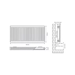 Flomasta Type 11 Single-Panel Single Convector Radiator 600 x 1000mm White 3244BTU -Heating Radiators Store 285XP A4