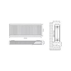 Flomasta Type 22 Double-Panel Double Convector Radiator 500 x 1200mm White 6026BTU -Heating Radiators Store 294XP A4