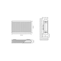 Flomasta Type 22 Double-Panel Double Convector Radiator 600 x 800mm White 4666BTU -Heating Radiators Store 333XP A4