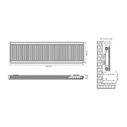 Flomasta Type 11 Single-Panel Single Convector Radiator 500 x 1400mm White 3882BTU -Heating Radiators Store 386XP A4