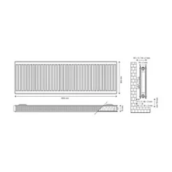 Flomasta Type 21 Double-Panel Plus Single Convector Radiator 600 x 1400mm White 6384BTU -Heating Radiators Store 440XP A4