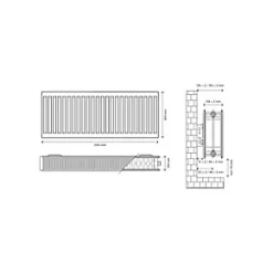 Flomasta Type 22 Double-Panel Double Convector Radiator 400 x 1000mm White 4155BTU -Heating Radiators Store 480XP A4