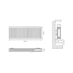 Flomasta Type 21 Double-Panel Plus Single Convector Radiator 300 x 1000mm White 2585BTU -Heating Radiators Store 527XP A3