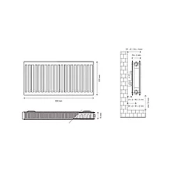 Flomasta Type 21 Double-Panel Plus Single Convector Radiator 500 x 900mm White 3528BTU -Heating Radiators Store 547XP A4