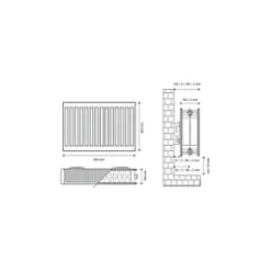 Flomasta Type 22 Double-Panel Double Convector Radiator 400 x 900mm White 3740BTU -Heating Radiators Store 598XP A4