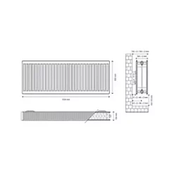 Flomasta Type 22 Double-Panel Double Convector Radiator 600 x 1200mm White 6998BTU -Heating Radiators Store 612XP A4