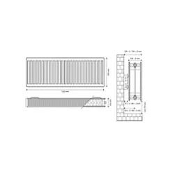 Flomasta Type 22 Double-Panel Double Convector Radiator 500 x 1100mm White 5523BTU -Heating Radiators Store 664XP A4