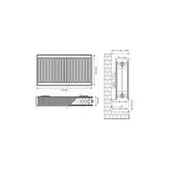 Flomasta Type 22 Double-Panel Double Convector Radiator 500 x 700mm White 3515BTU -Heating Radiators Store 674XP A4