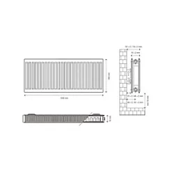 Flomasta Type 21 Double-Panel Plus Single Convector Radiator 500 x 1000mm White 3920BTU -Heating Radiators Store 722XP A4