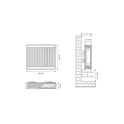 Flomasta Type 21 Double-Panel Plus Single Convector Radiator 400 x 800mm White 2612BTU -Heating Radiators Store 727XP A4