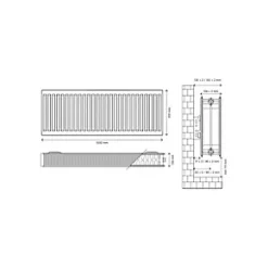Flomasta Type 22 Double-Panel Double Convector Radiator 500 x 1000mm White 5021BTU -Heating Radiators Store 878XP A4