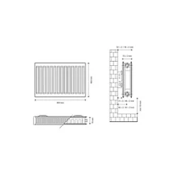 Flomasta Type 21 Double-Panel Plus Single Convector Radiator 400 x 900mm White 2938BTU -Heating Radiators Store 889XP A4