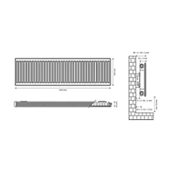 Flomasta Type 11 Single-Panel Single Convector Radiator 500 x 1600mm White 4436BTU -Heating Radiators Store 999XP A4